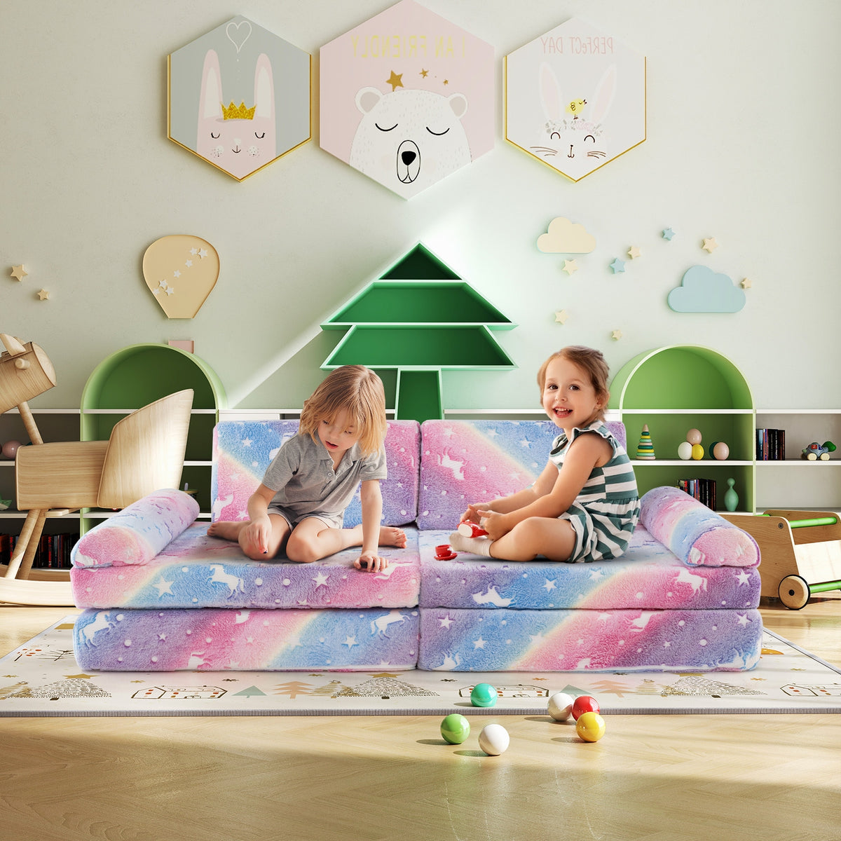 Modular Kids Play Couch, Glow In Dark, 8 Pieces, Multicolor Kids Chairs & Seating at Gallery Canada