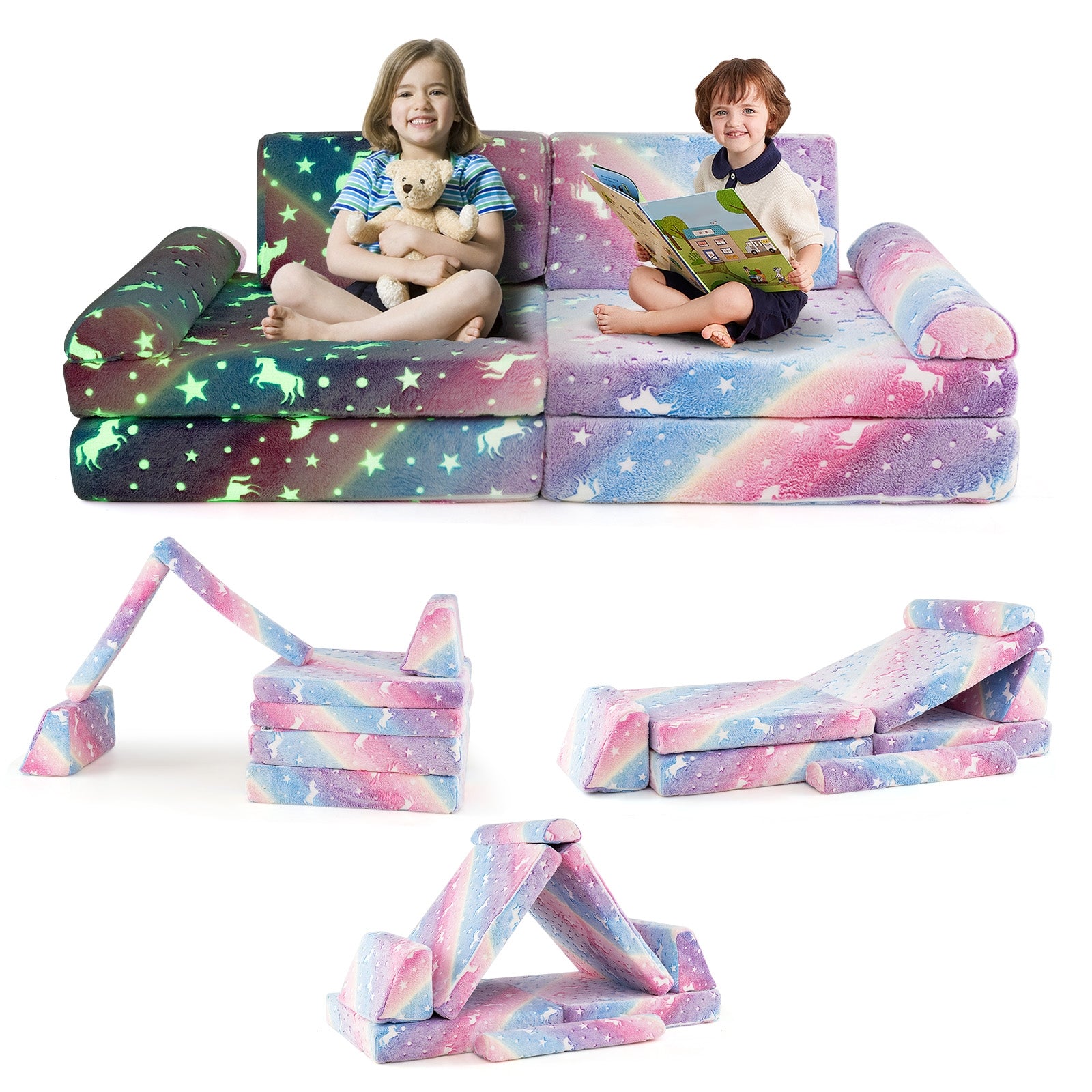 Modular Kids Play Couch, Glow In Dark, 8 Pieces, Multicolor Kids Chairs & Seating at Gallery Canada
