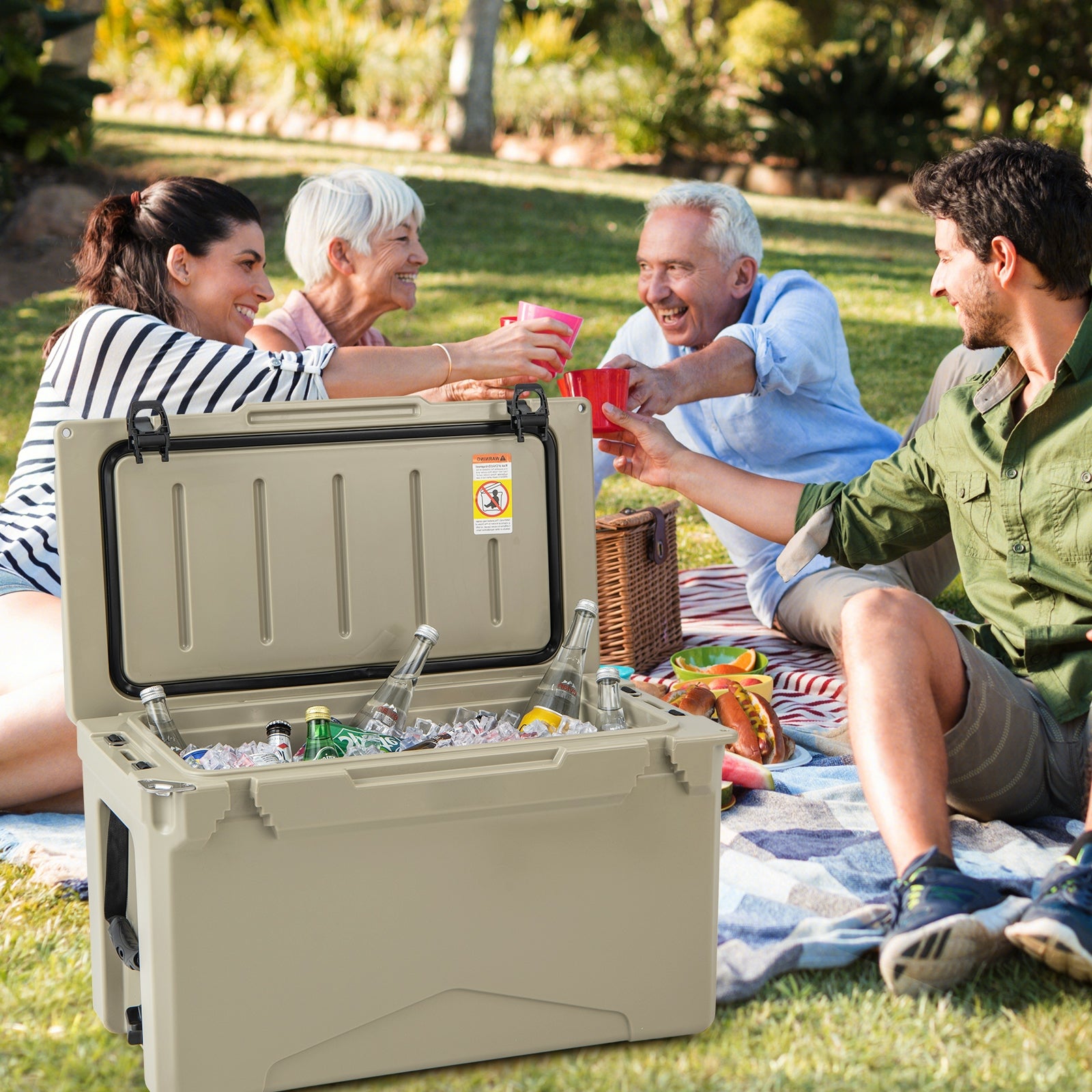 50 QT Rotomolded Cooler, Insulated Ice Chest, Cup Holders, Tan Coolers at Gallery Canada