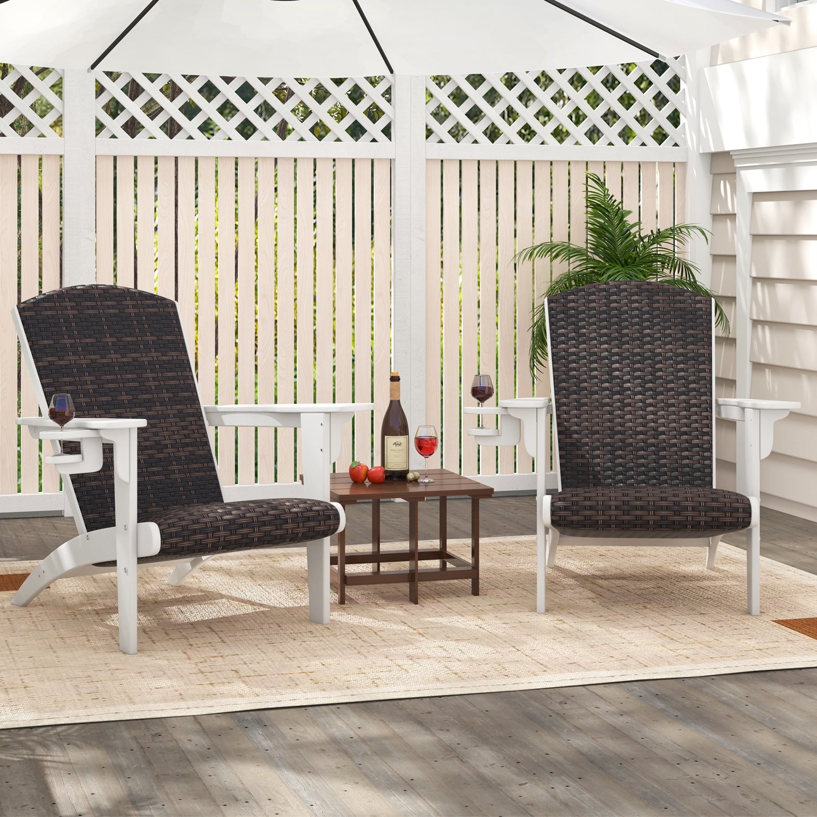 Patio Adirondack Chair, Rattan Padded Seat, Hidden Cupholder, White Adirondack Chairs at Gallery Canada