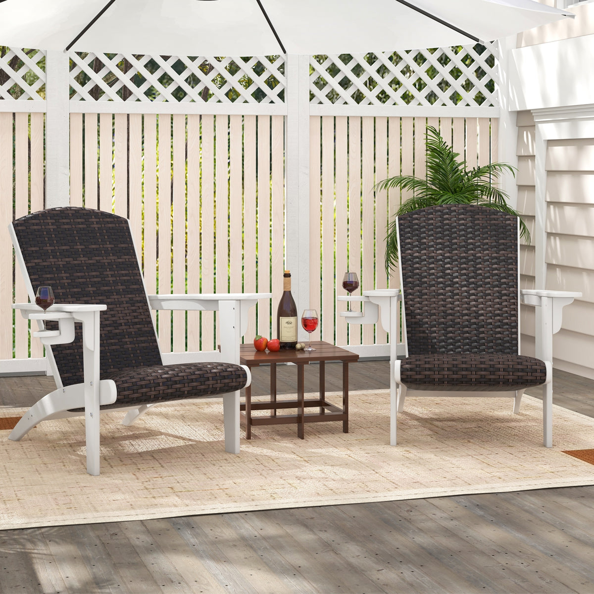Patio Adirondack Chair, Rattan Padded Seat, Hidden Cupholder, White Adirondack Chairs at Gallery Canada