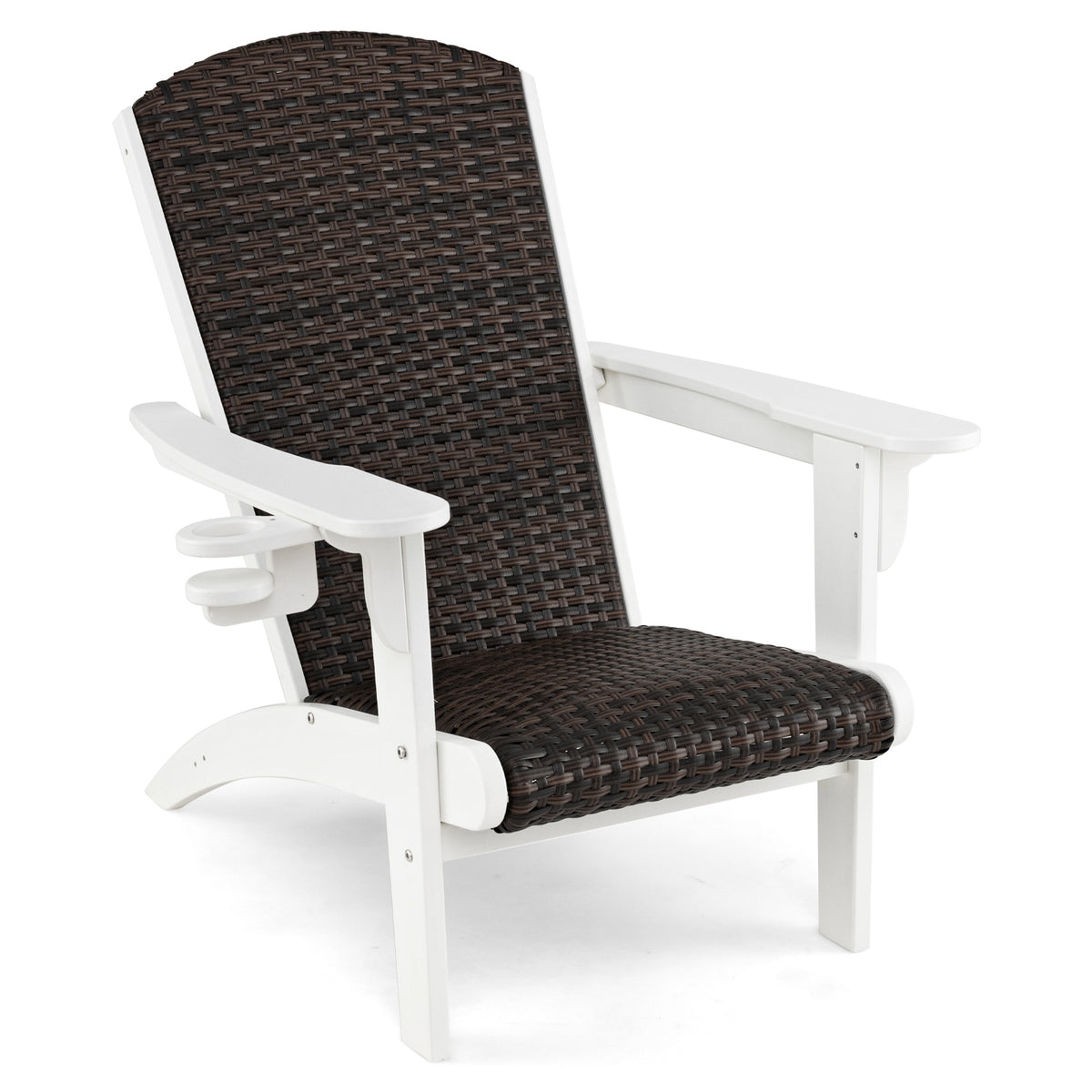 Patio Adirondack Chair, Rattan Padded Seat, Hidden Cupholder, White Adirondack Chairs at Gallery Canada