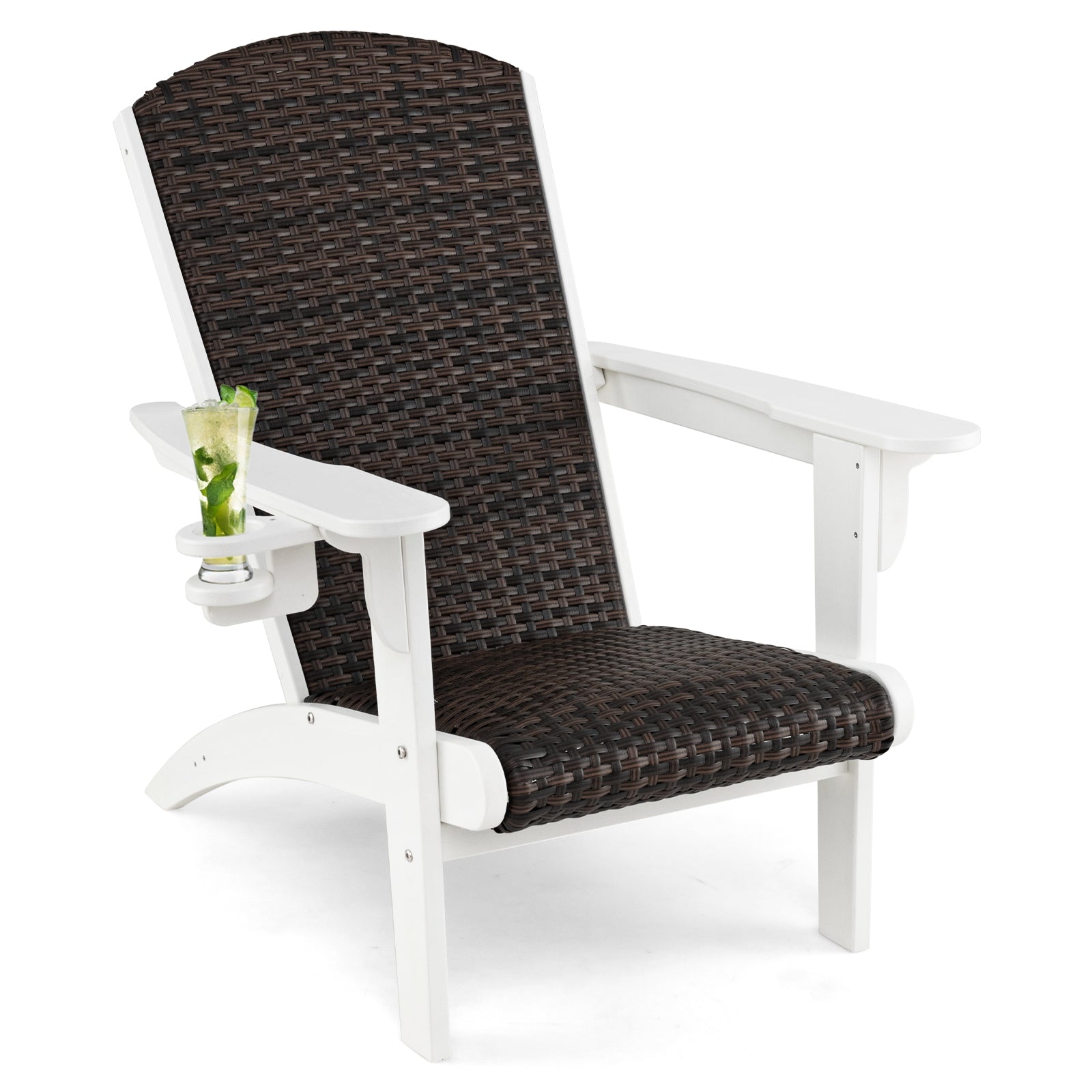 Patio Adirondack Chair, Rattan Padded Seat, Hidden Cupholder, White Adirondack Chairs at Gallery Canada