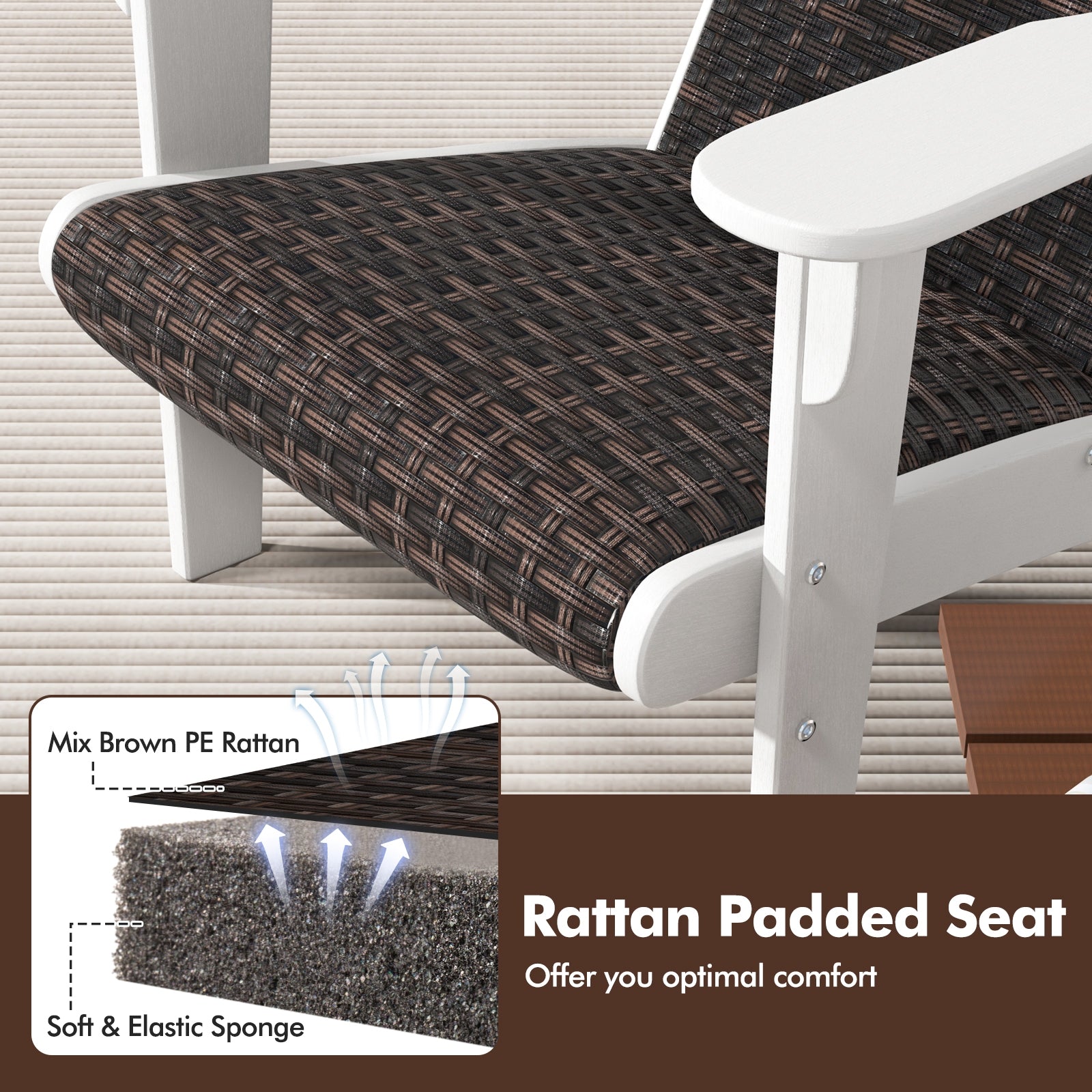 Patio Adirondack Chair, Rattan Padded Seat, Hidden Cupholder, White Adirondack Chairs at Gallery Canada