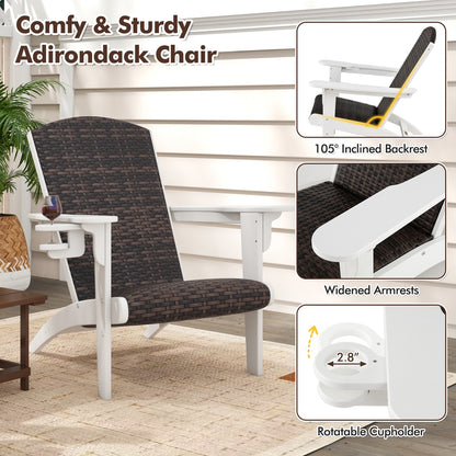Patio Adirondack Chair, Rattan Padded Seat, Hidden Cupholder, White Adirondack Chairs at Gallery Canada