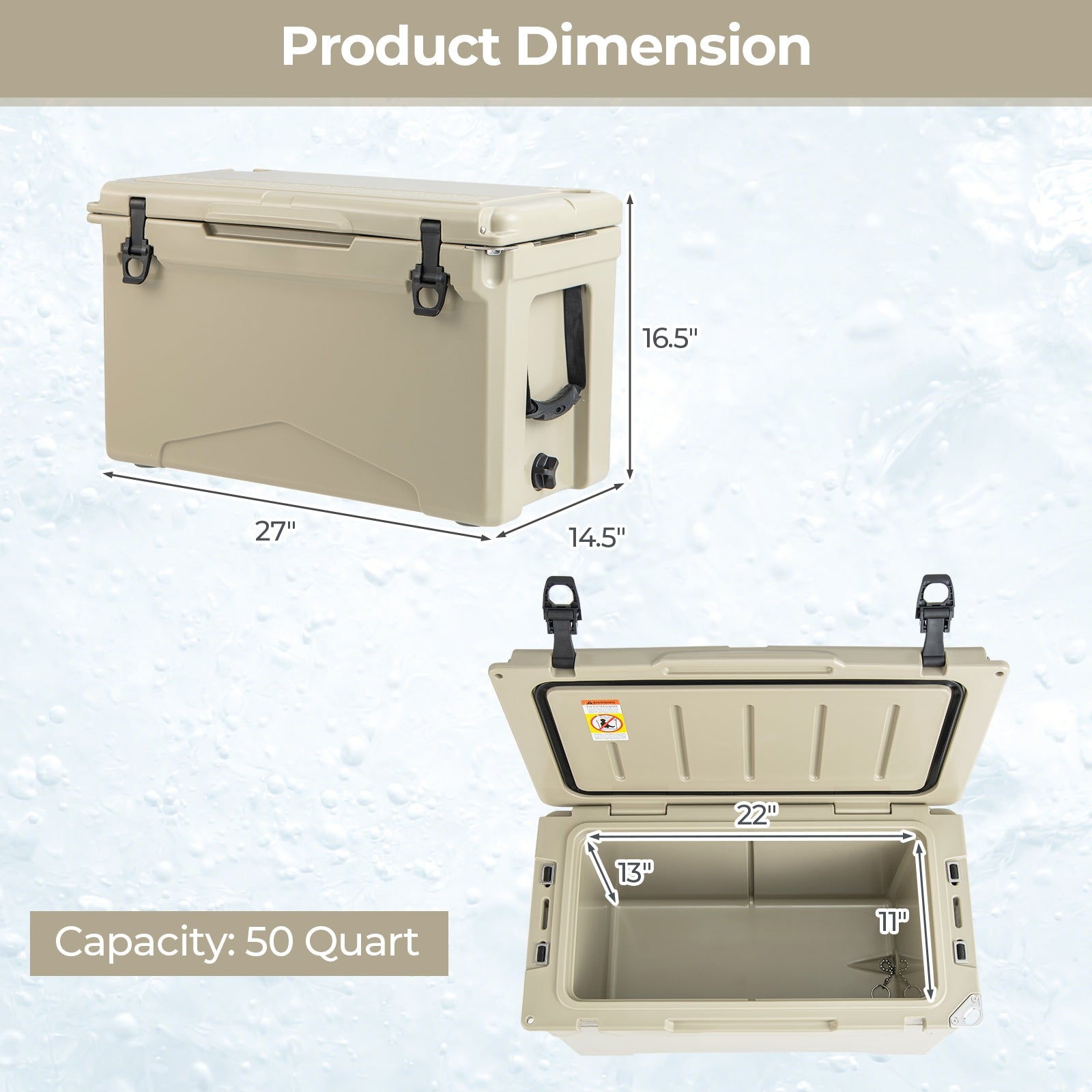50 QT Rotomolded Cooler, Insulated Ice Chest, Cup Holders, Tan Coolers at Gallery Canada
