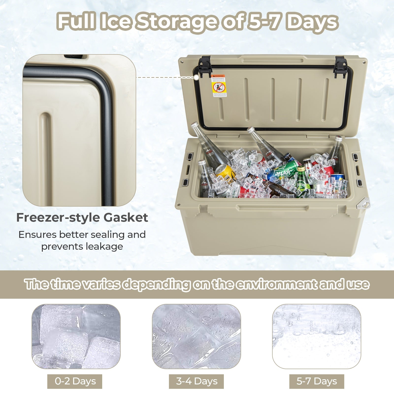 50 QT Rotomolded Cooler, Insulated Ice Chest, Cup Holders, Tan Coolers at Gallery Canada