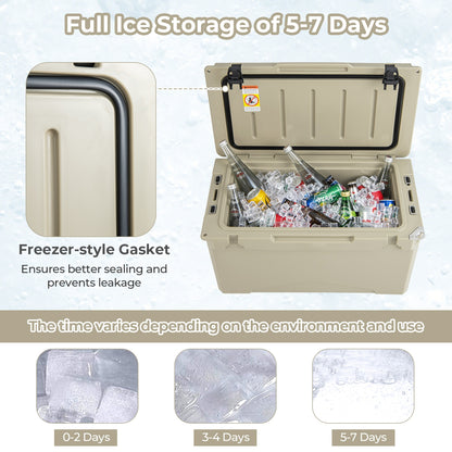 50 QT Rotomolded Cooler, Insulated Ice Chest, Cup Holders, Tan Coolers at Gallery Canada