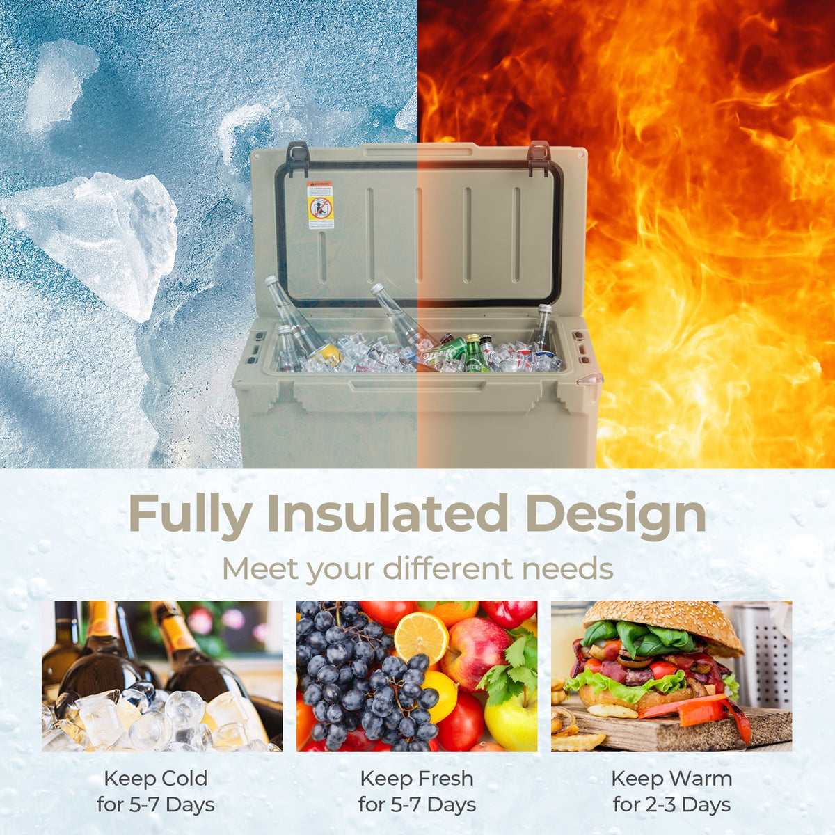 50 QT Rotomolded Cooler, Insulated Ice Chest, Cup Holders, Tan Coolers at Gallery Canada
