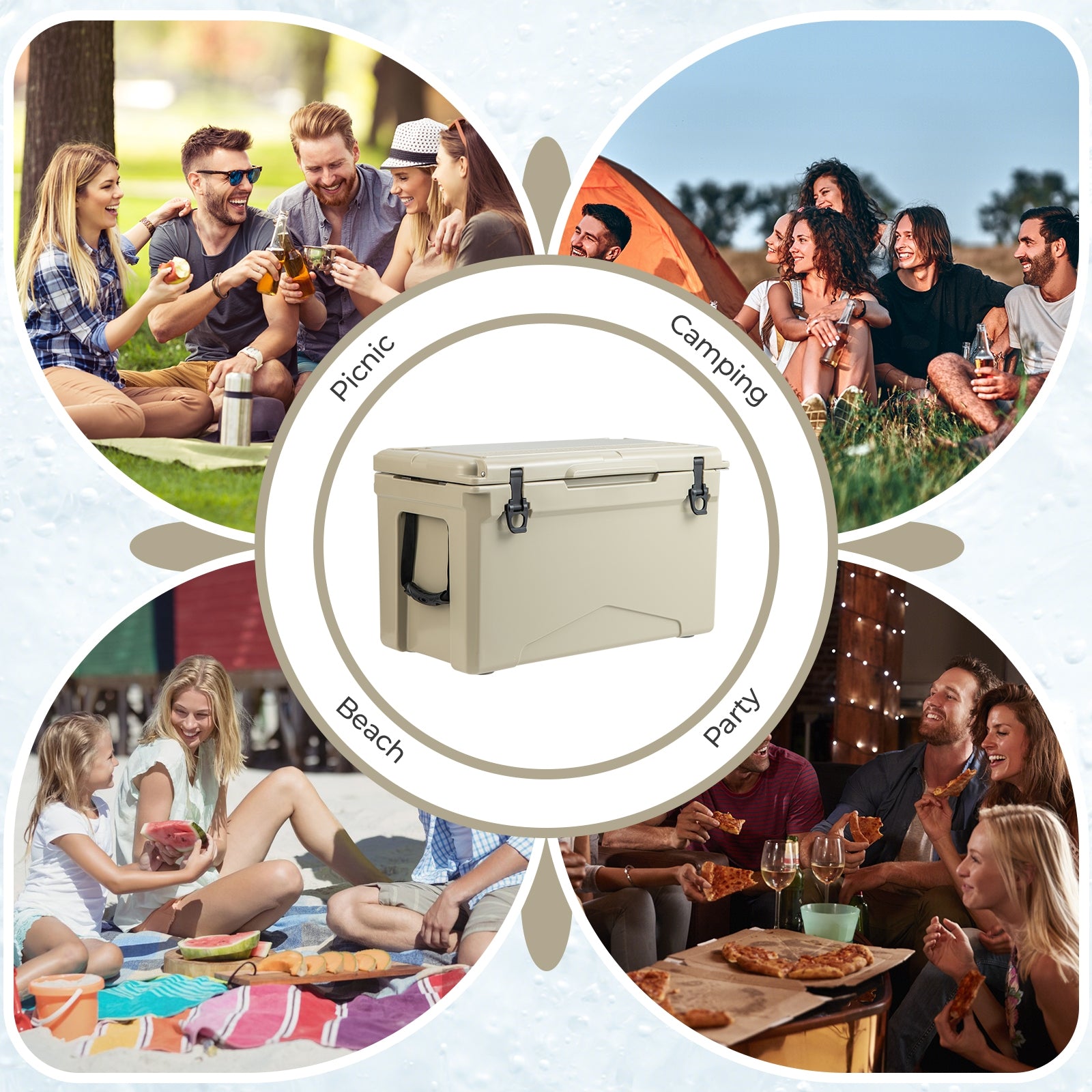 50 QT Rotomolded Cooler, Insulated Ice Chest, Cup Holders, Tan Coolers at Gallery Canada