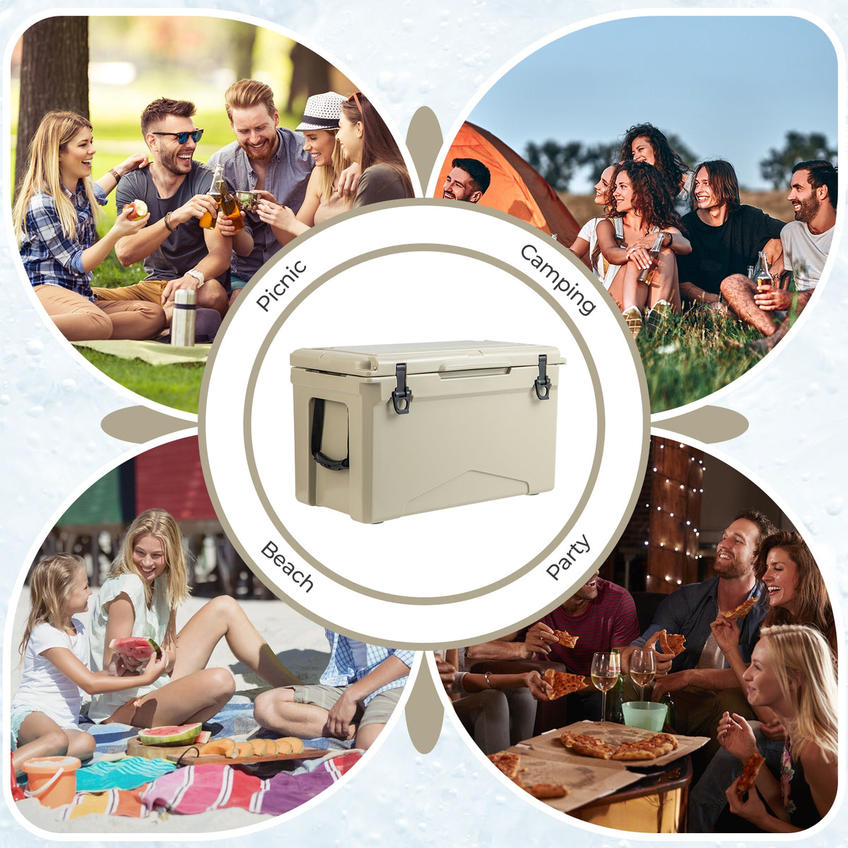 50 QT Rotomolded Cooler, Insulated Ice Chest, Cup Holders, Tan Coolers at Gallery Canada