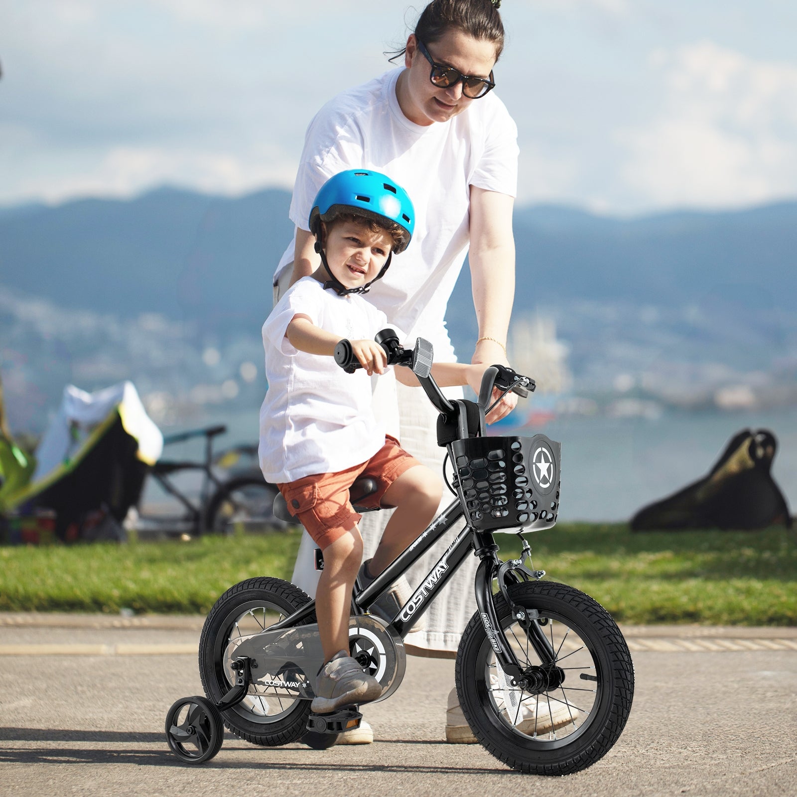 12 Inch Kids Bike With Basket, Training Wheels, Ages 3-5, Black Kids Bike at Gallery Canada