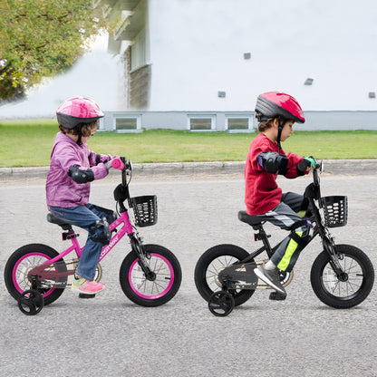 12 Inch Kids Bike With Basket, Training Wheels, Ages 3-5, Black Kids Bike at Gallery Canada
