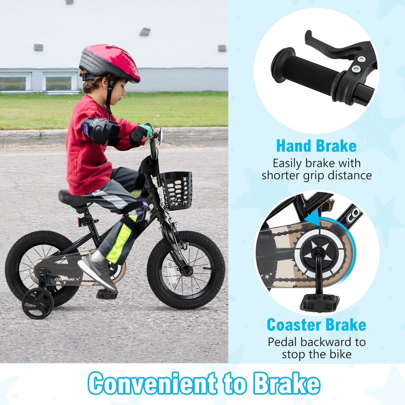 12 Inch Kids Bike With Basket, Training Wheels, Ages 3-5, Black Kids Bike at Gallery Canada