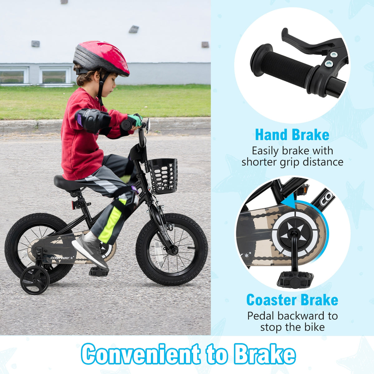 12 Inch Kids Bike With Basket, Training Wheels, Ages 3-5, Black Kids Bike at Gallery Canada