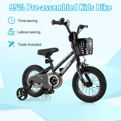 12 Inch Kids Bike With Basket, Training Wheels, Ages 3-5, Black Kids Bike at Gallery Canada