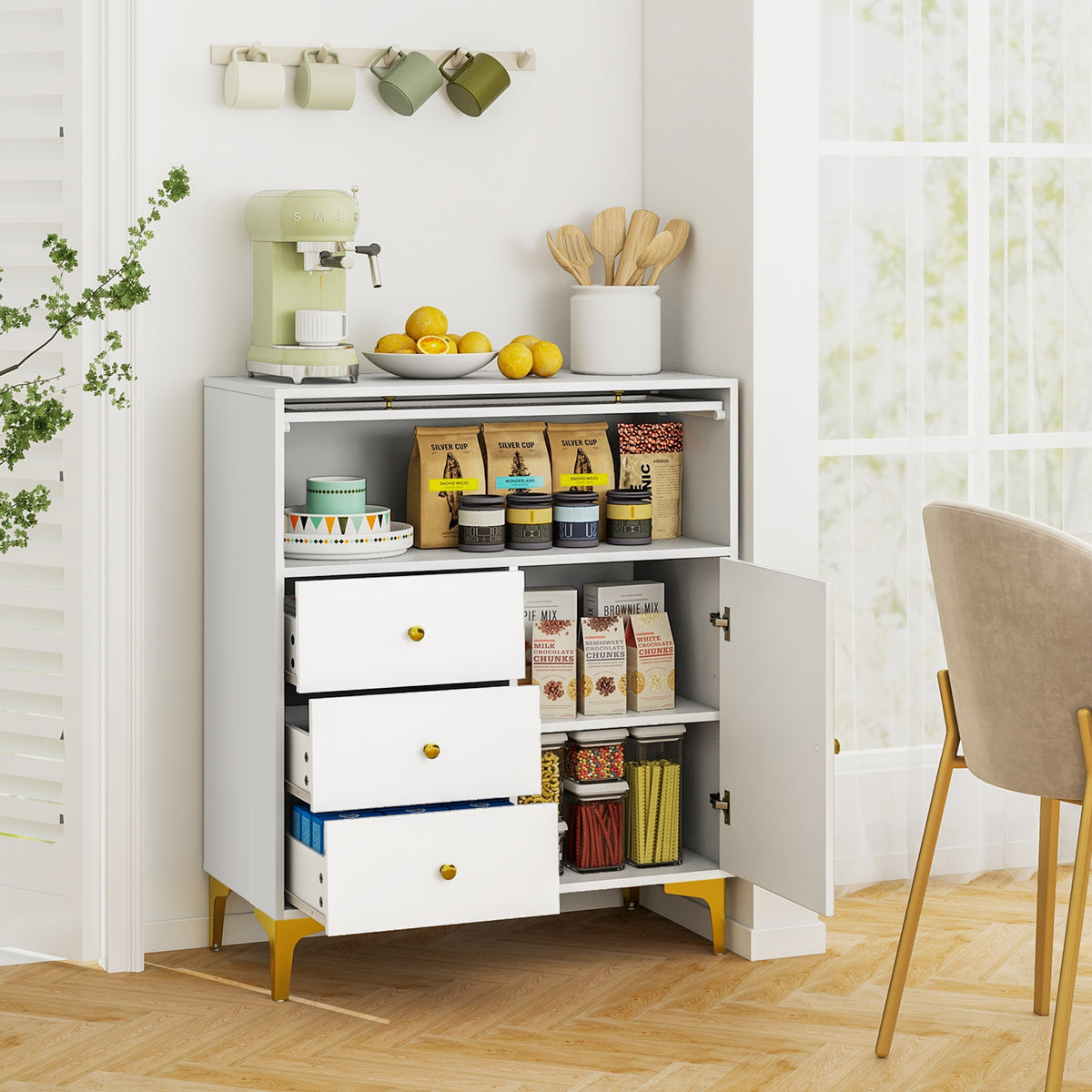 Flip Up Fluted Glass Door Chest of Drawers, Gray Cabinets & Chests at Gallery Canada