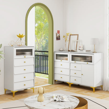 Flip Up Fluted Glass Door Chest of Drawers, Gray Cabinets & Chests at Gallery Canada