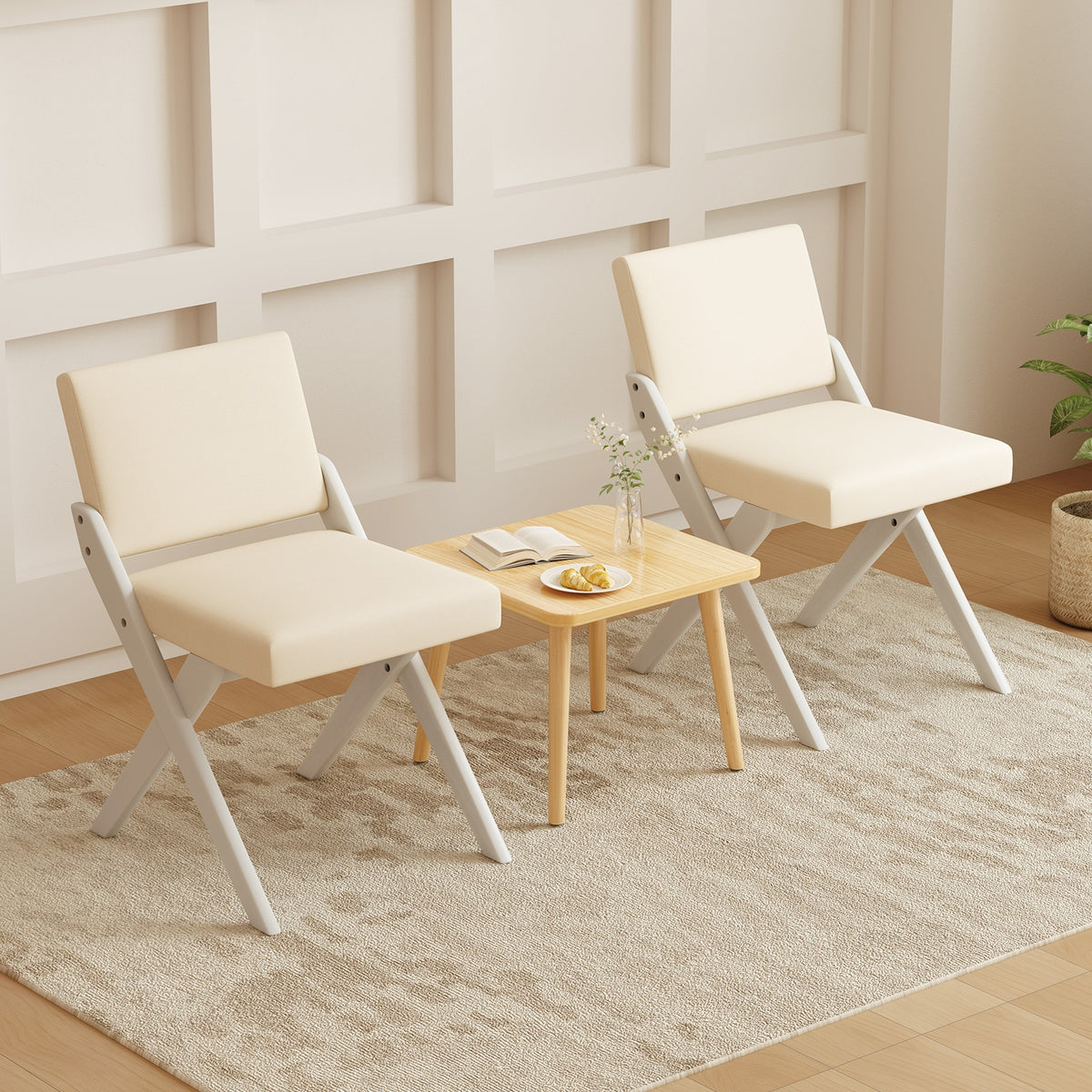 Wooden Dining Chairs, Rubber Wood Frame, Padded Cushions, White Dining Chairs at Gallery Canada
