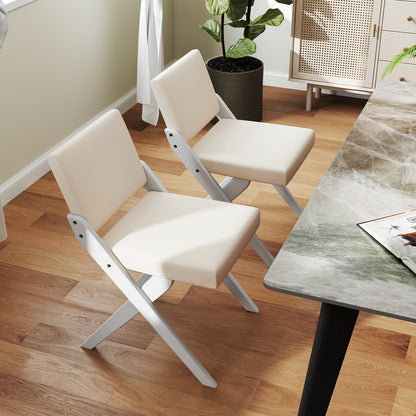 Wooden Dining Chairs, Rubber Wood Frame, Padded Cushions, White Dining Chairs at Gallery Canada