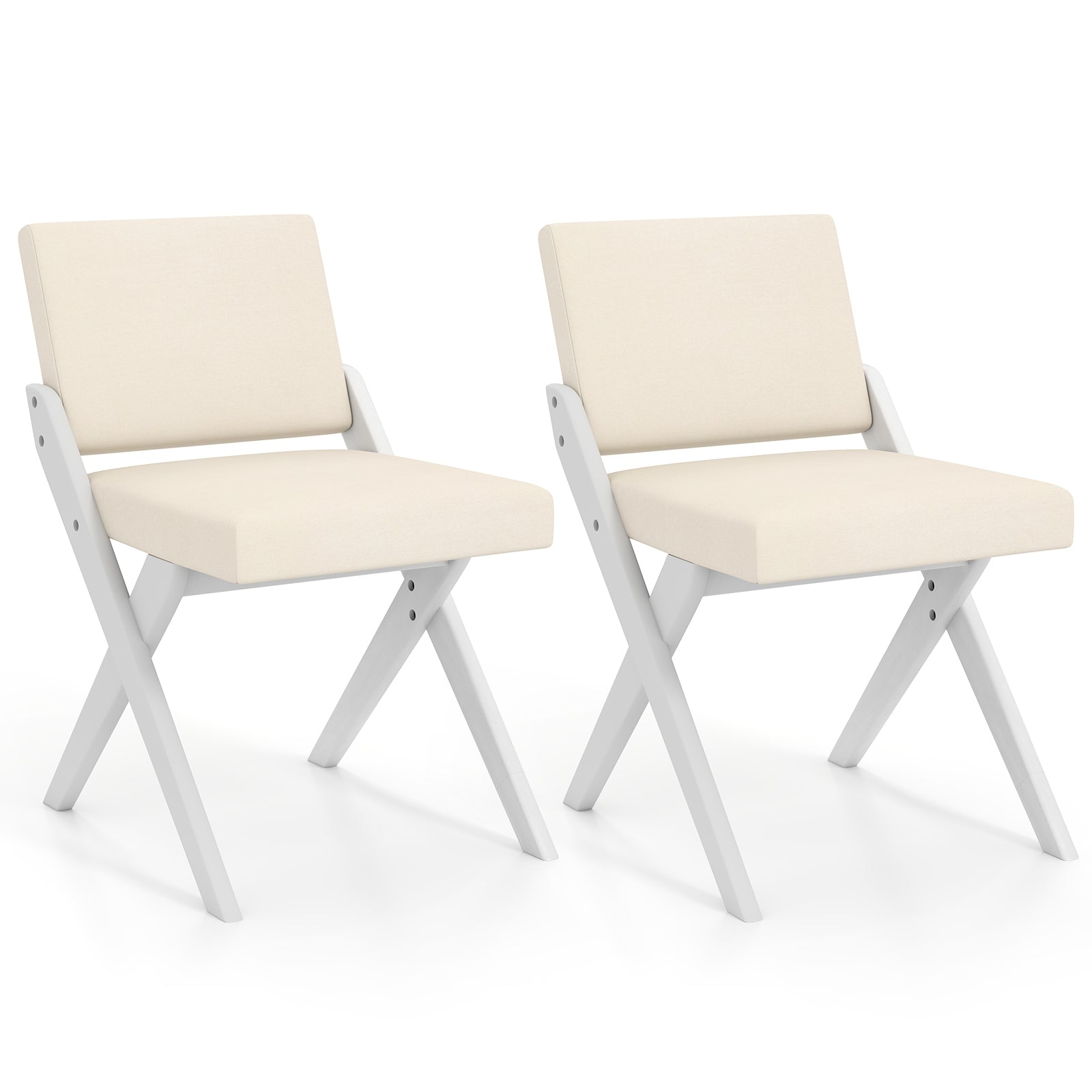 Wooden Dining Chairs, Rubber Wood Frame, Padded Cushions, White Dining Chairs White at Gallery Canada