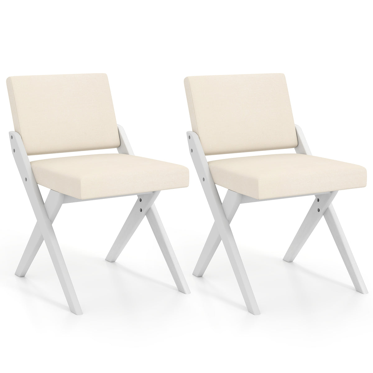 Wooden Dining Chairs, Rubber Wood Frame, Padded Cushions, White Dining Chairs White at Gallery Canada