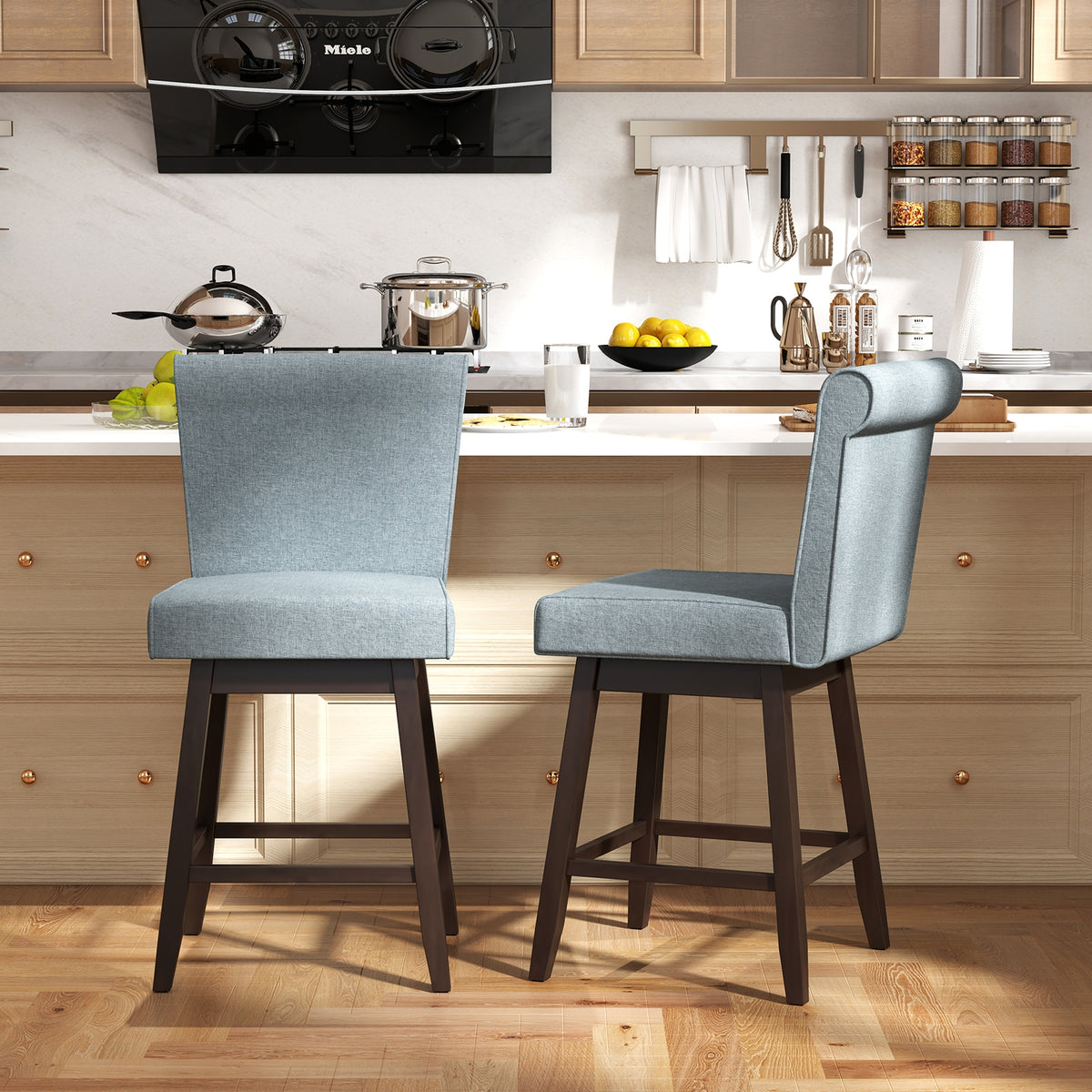 27 Inch Counter Height Bar Chairs, Rubber Wood Legs, Set of 2, Gray Patio Bar Furniture at Gallery Canada