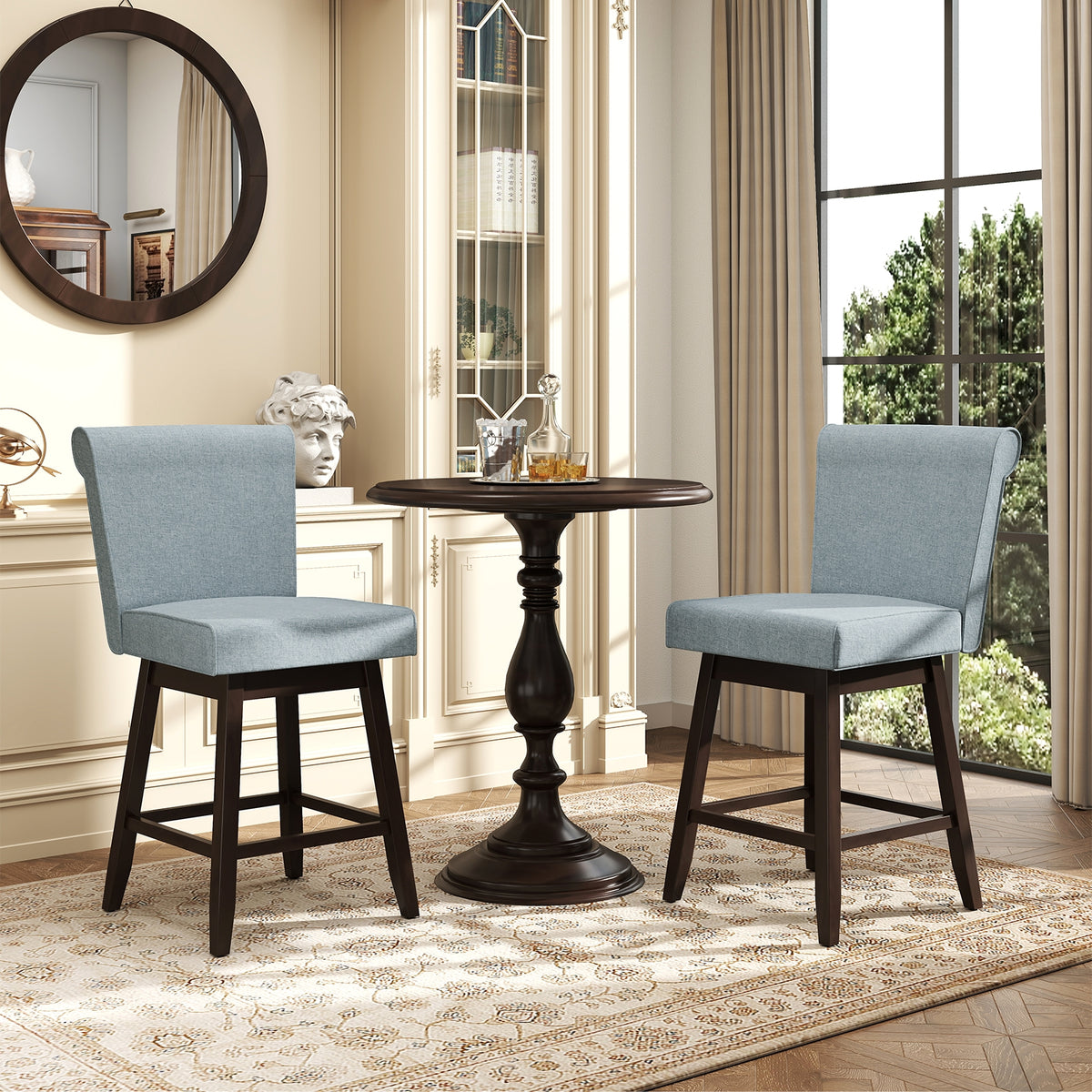 27 Inch Counter Height Bar Chairs, Rubber Wood Legs, Set of 2, Gray Patio Bar Furniture at Gallery Canada