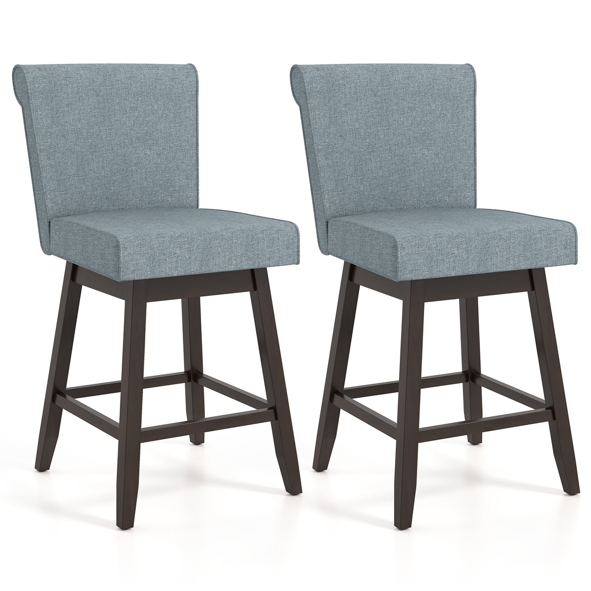 27 Inch Counter Height Bar Chairs, Rubber Wood Legs, Set of 2, Gray Patio Bar Furniture Gray at Gallery Canada