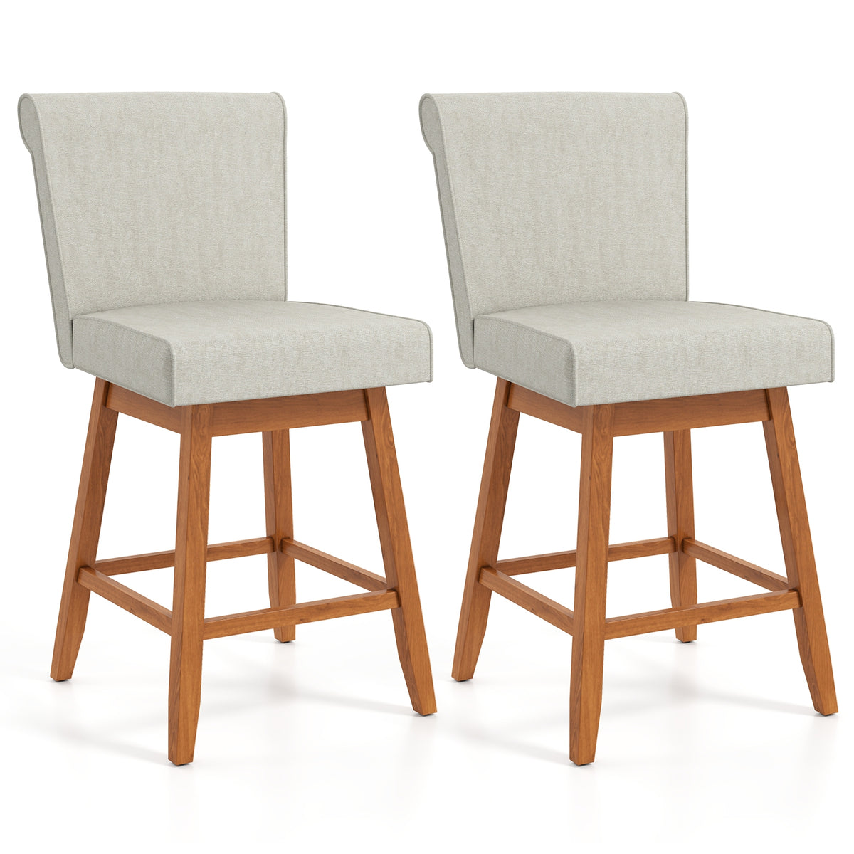 27 Inch Counter Height Bar Chairs, Set of 2, Rubber Wood Legs, Beige Patio Bar Furniture Beige at Gallery Canada