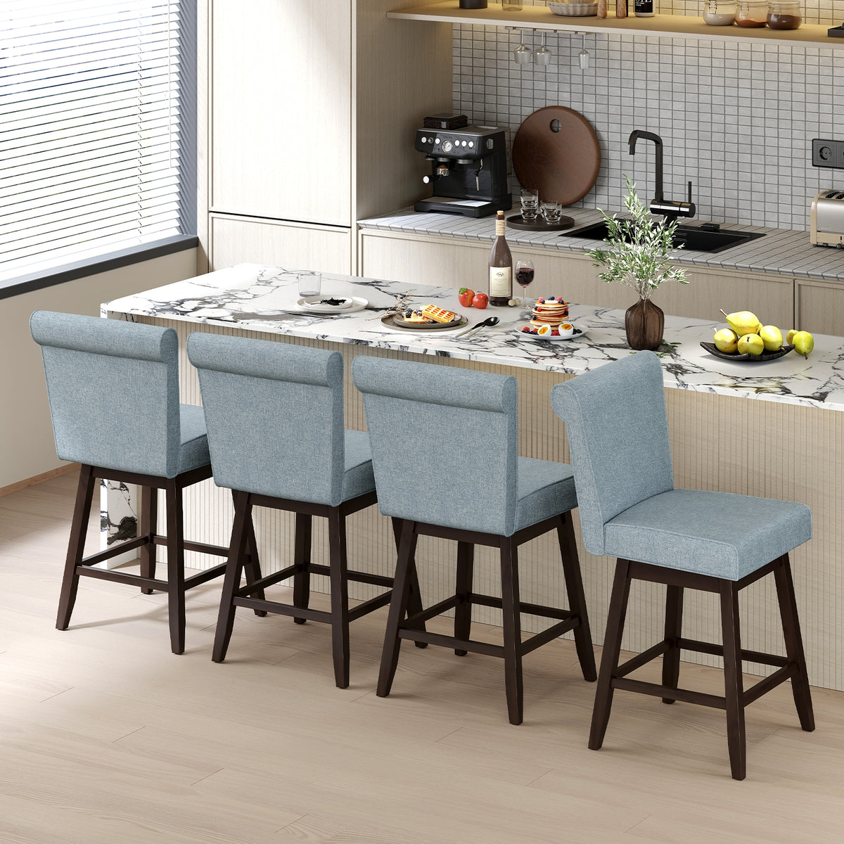 27 Inch Counter Height Bar Chairs, Rubber Wood Legs, Set of 2, Gray Patio Bar Furniture at Gallery Canada