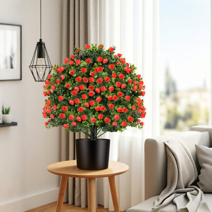2 Pack Artificial Rose Topiary Ball Tree, Red Faux Plants at Gallery Canada