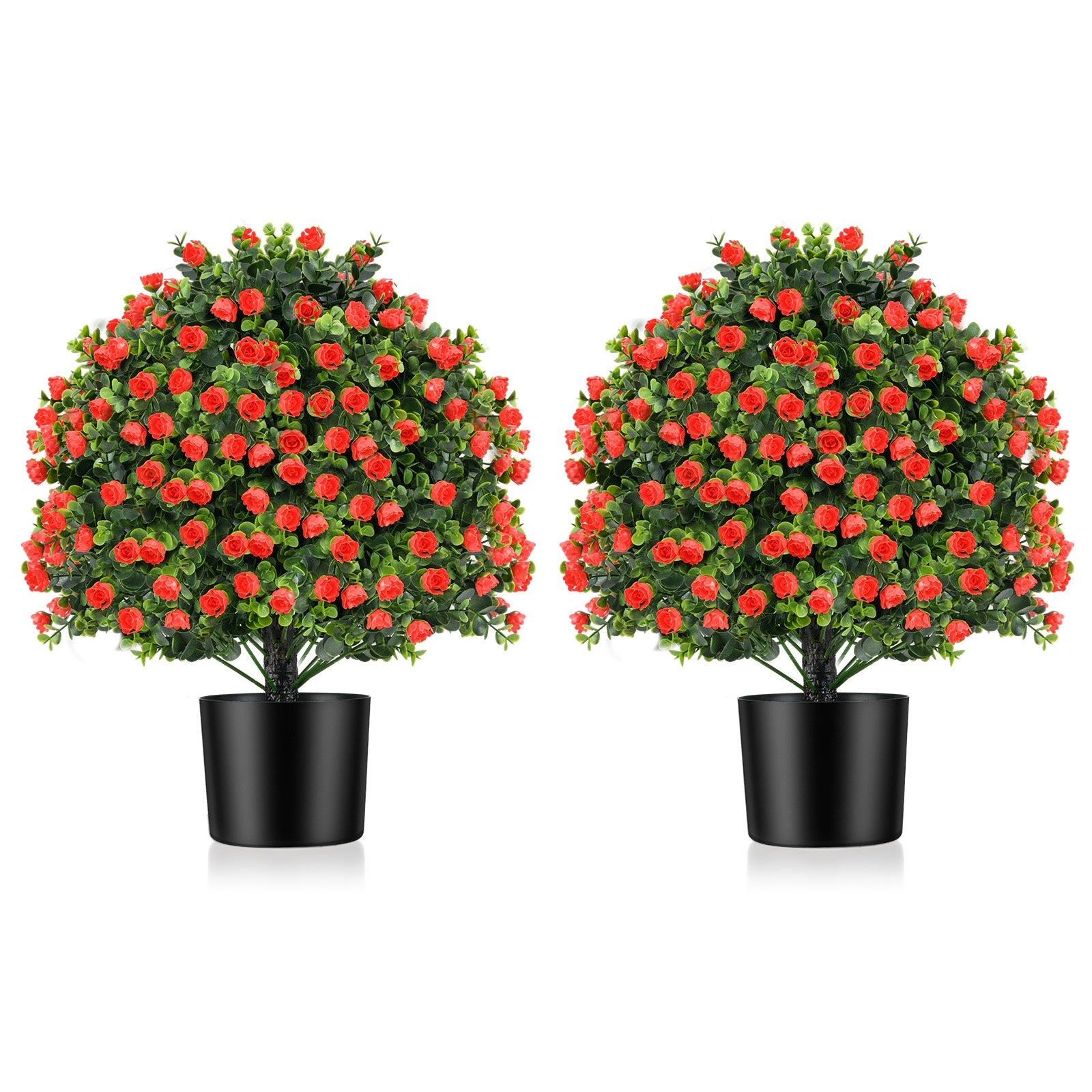 2 Pack Artificial Rose Topiary Ball Tree, Red Faux Plants Red at Gallery Canada