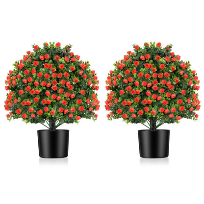 2 Pack Artificial Rose Topiary Ball Tree, Red Faux Plants Red at Gallery Canada
