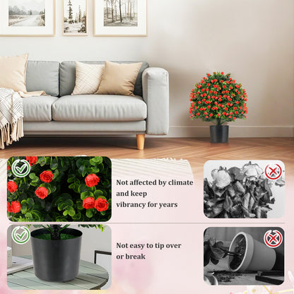 2 Pack Artificial Rose Topiary Ball Tree, Red Faux Plants at Gallery Canada