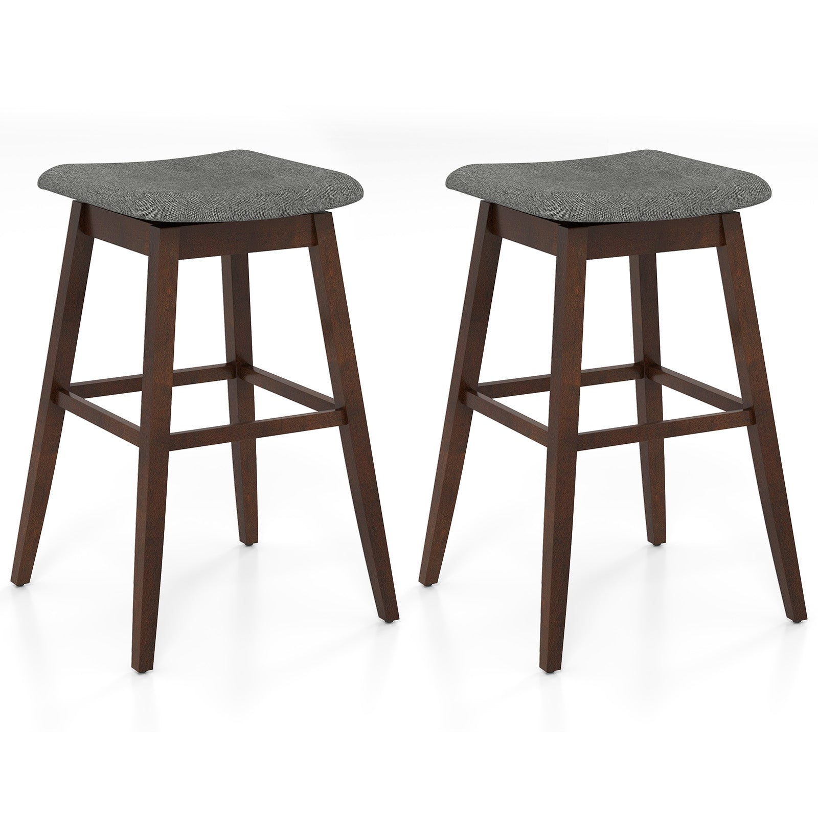 Swivel Bar Stools Set of 2, Footrest, Rubber Wood Legs, Brown Bar Stools Brown at Gallery Canada