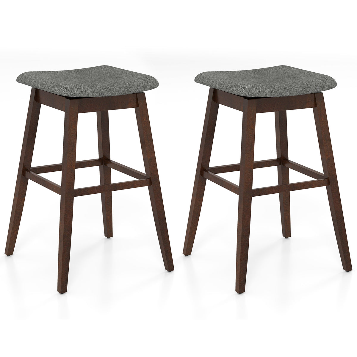 Swivel Bar Stools Set of 2, Footrest, Rubber Wood Legs, Brown Bar Stools at Gallery Canada