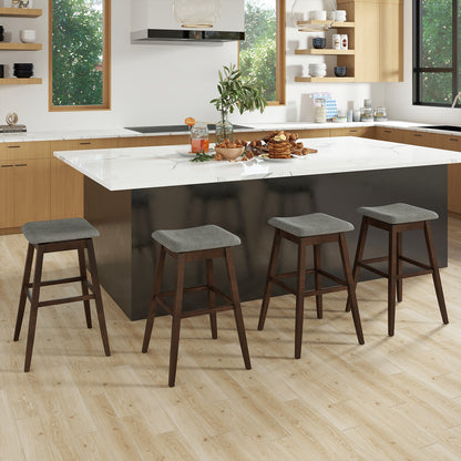 Swivel Bar Stools Set of 2, Footrest, Rubber Wood Legs, Brown Bar Stools at Gallery Canada