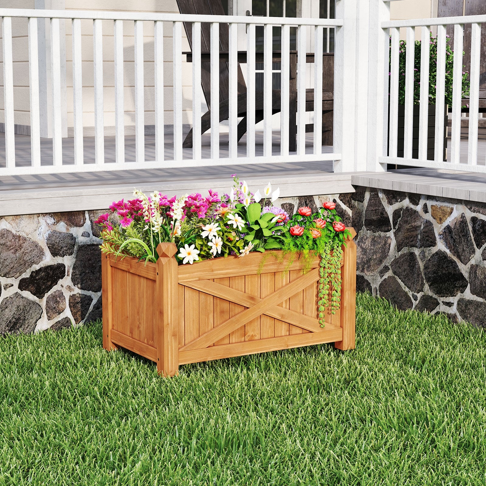 Wooden Raised Garden Bed, Drainage Holes, Patio Garden-S, Natural Raised Garden Beds at Gallery Canada