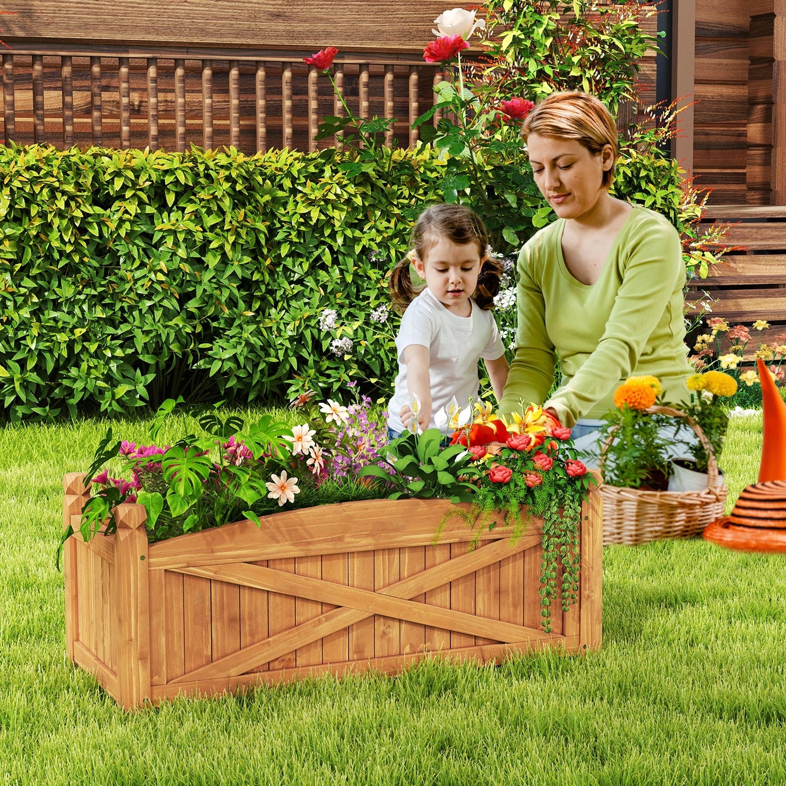 Wooden Raised Garden Bed, Drainage Holes, Patio Garden-L, Natural Raised Garden Beds at Gallery Canada