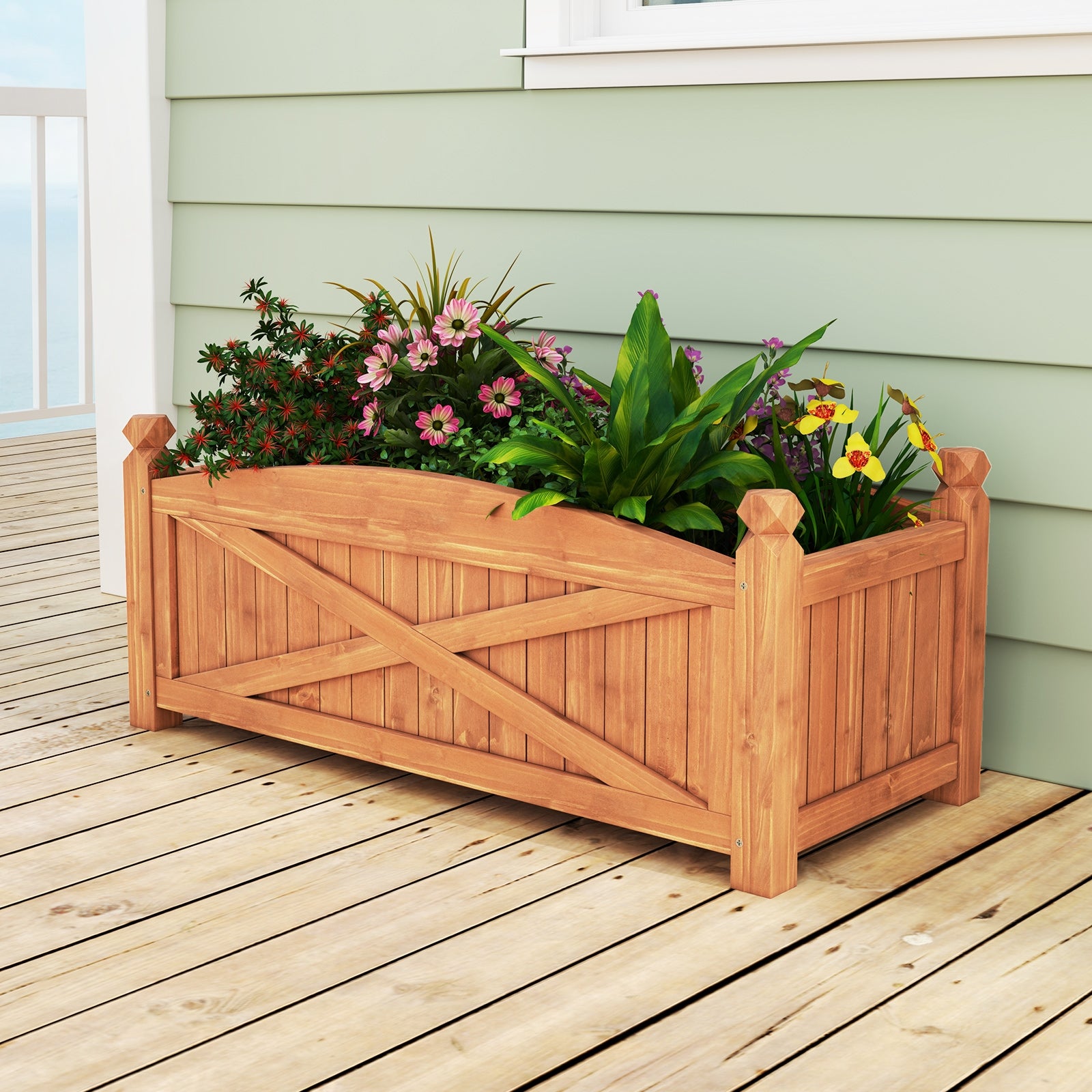 Wooden Raised Garden Bed, Drainage Holes, Patio Garden-L, Natural Raised Garden Beds at Gallery Canada