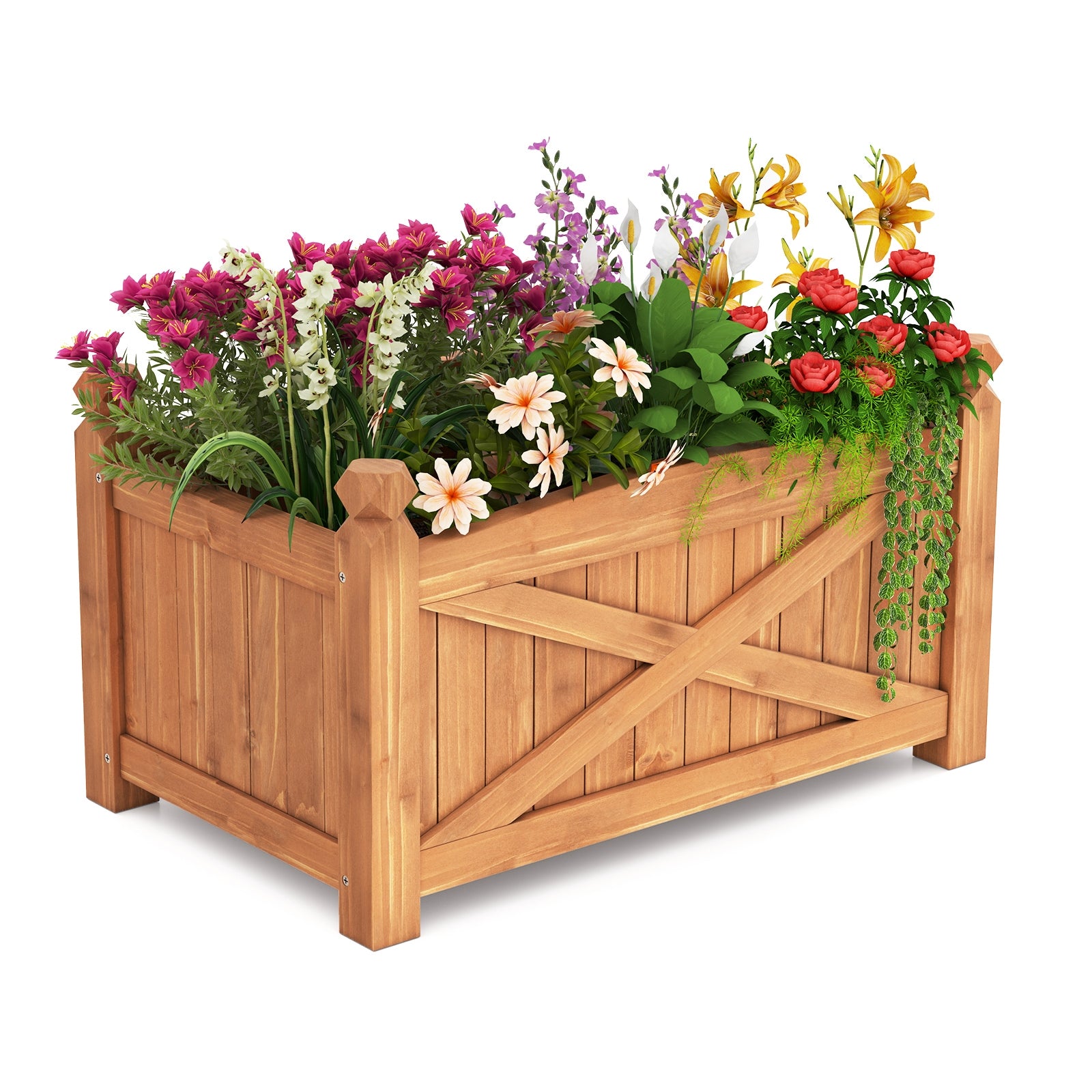 Wooden Raised Garden Bed, Drainage Holes, Patio Garden-S, Natural Raised Garden Beds Natural at Gallery Canada