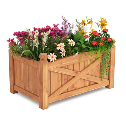 Wooden Raised Garden Bed, Drainage Holes, Patio Garden-S, Natural Raised Garden Beds Natural at Gallery Canada