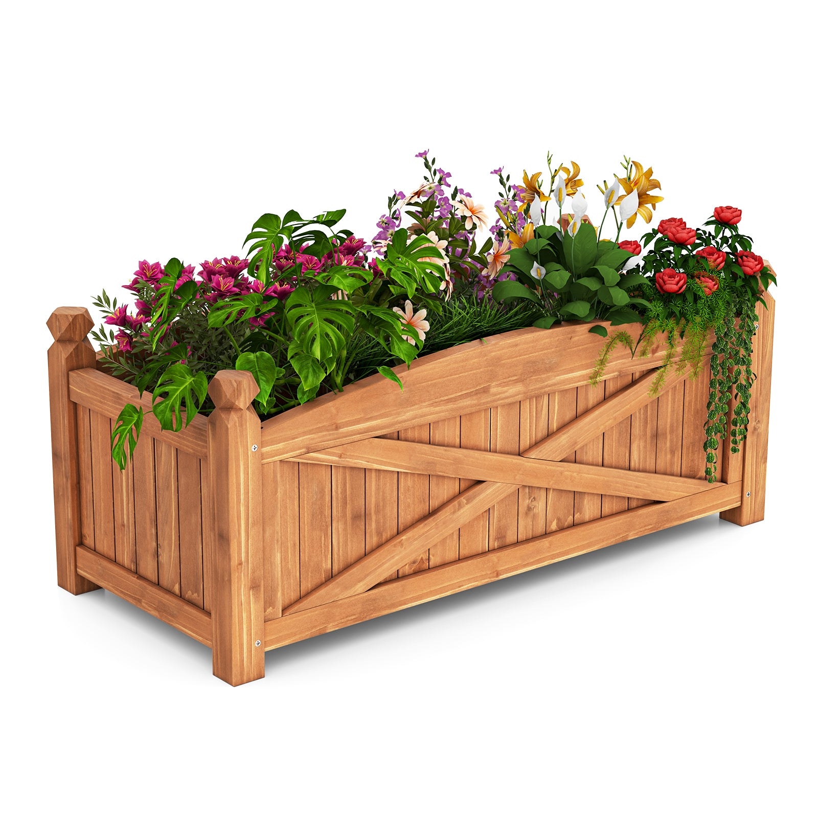 Wooden Raised Garden Bed, Drainage Holes, Patio Garden-L, Natural Raised Garden Beds at Gallery Canada
