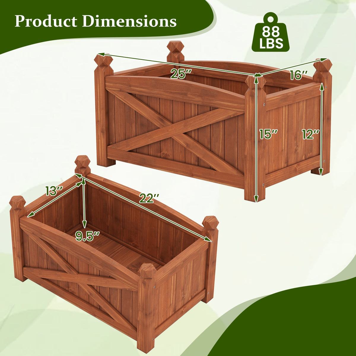 Wooden Raised Garden Bed, Drainage Holes, Patio Garden-S, Natural Raised Garden Beds at Gallery Canada