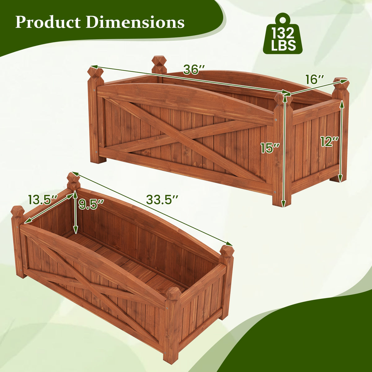 Wooden Raised Garden Bed, Drainage Holes, Patio Garden-L, Natural Raised Garden Beds at Gallery Canada