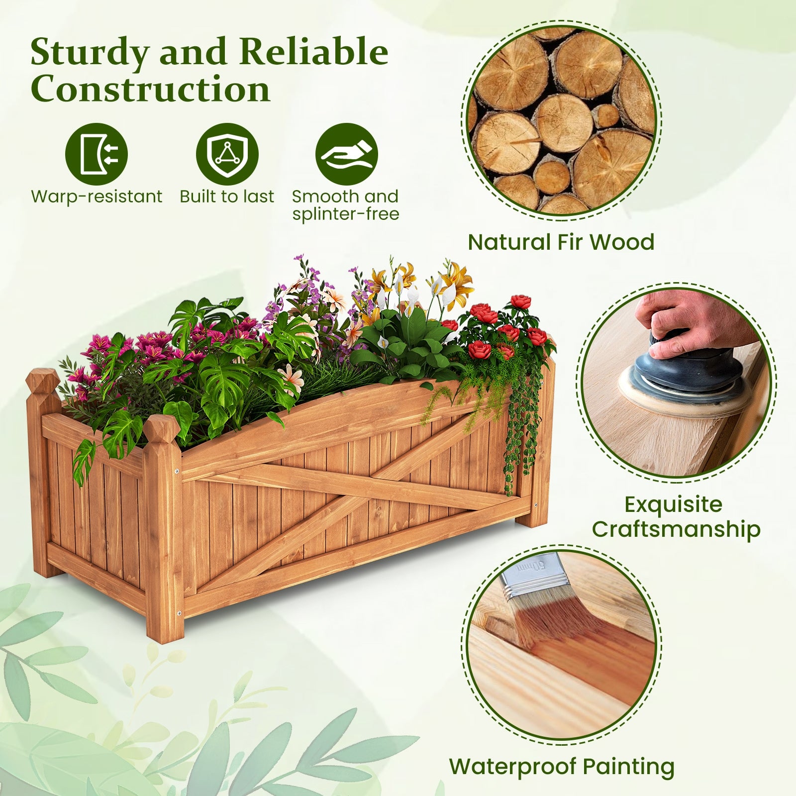 Wooden Raised Garden Bed, Drainage Holes, Patio Garden-L, Natural Raised Garden Beds at Gallery Canada