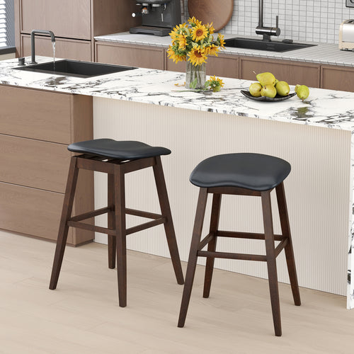 Swivel Bar Stools Set of 2, Padded Seat with Footrest, Brown