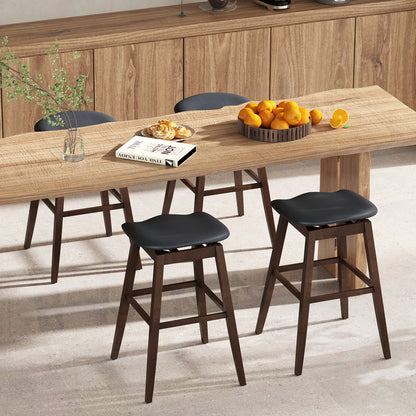 Swivel Bar Stools Set of 2, Padded Seat with Footrest, Brown Bar Stools at Gallery Canada