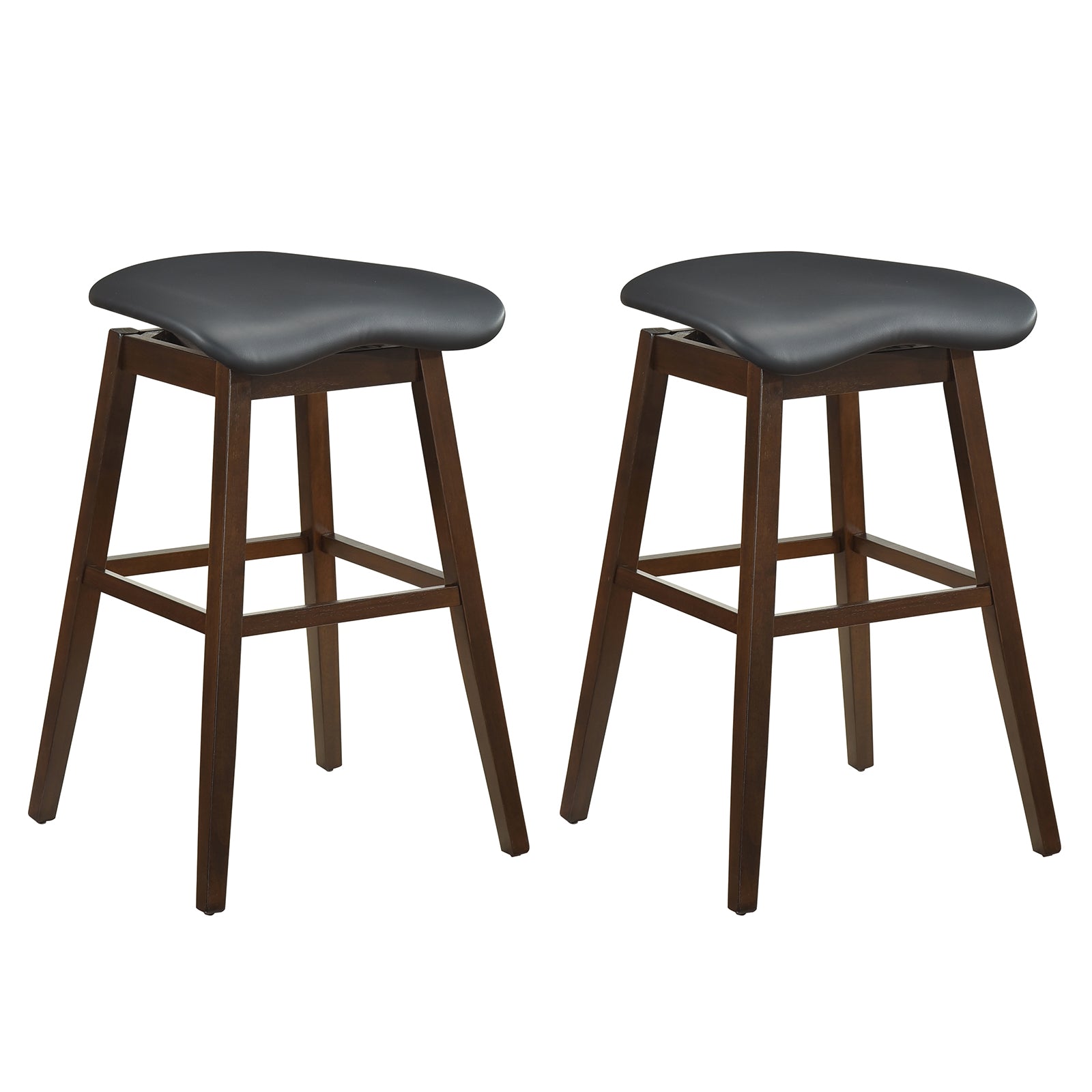 Swivel Bar Stools Set of 2, Padded Seat with Footrest, Brown Bar Stools at Gallery Canada